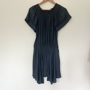 Ramy Brook NY Dress Jessica Navy Blue Off The Shoulder Mini Anthro Cinch Waist S